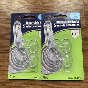 8 Clear Removable Hooks Wall Mount Strong Adhesive Door Holds Up To 1 LB Small=